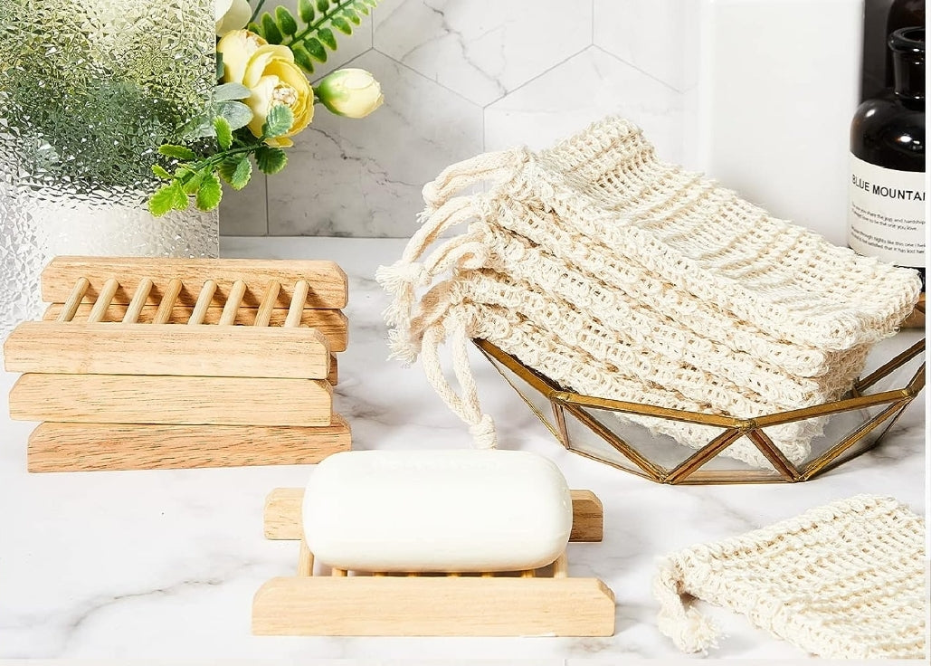 Exfoliating Soap Saver Bag & Bamboo Soap Holder image 0